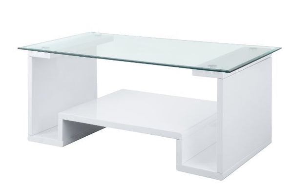 Nevaeh - Coffee Table - Clear Glass & White High Gloss Finish - Urban Living Furniture (Los Angeles, CA)
