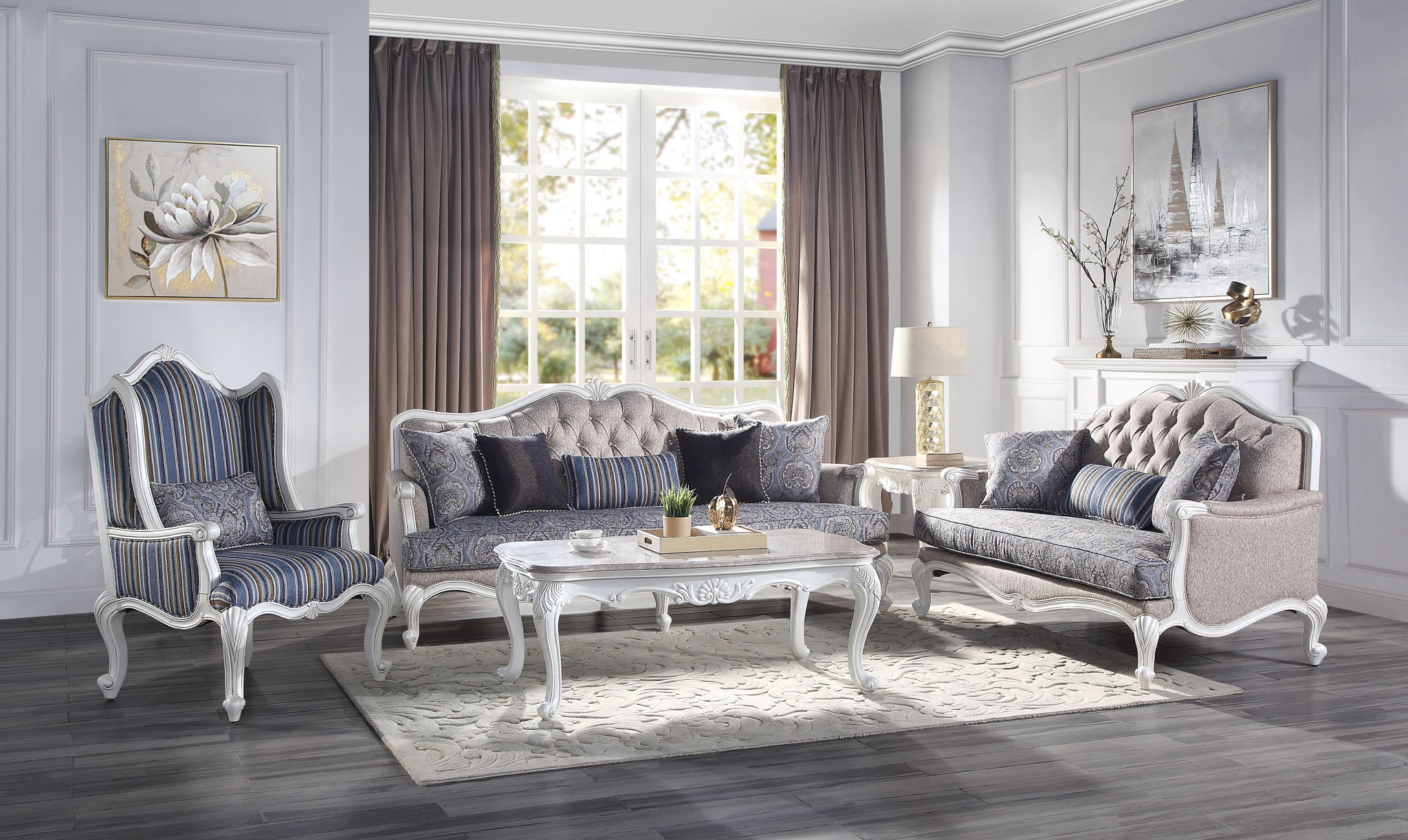 Ciddrenar - Sofa With 5 Pillows - Fabric & White - Urban Living Furniture (Los Angeles, CA)