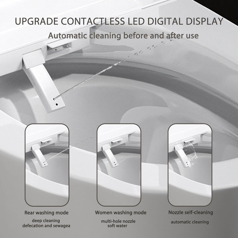 Smart 1 Piece Bidet Toilet With Warm Air Dryer Heated Seat LED Night Light Auto Open / Close - White