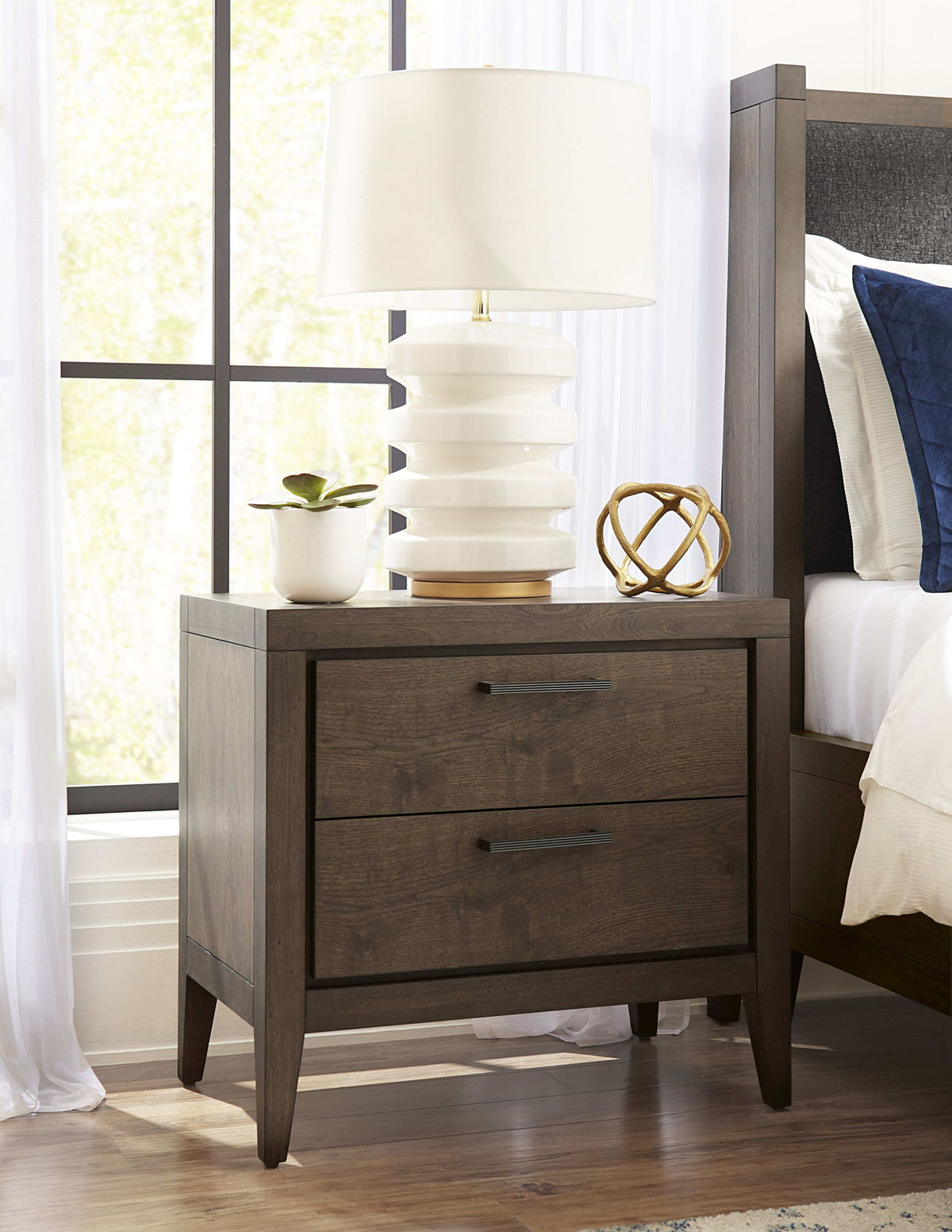 Boracay - Two Drawer USB Charging Nightstand - Wild Oats Brown
