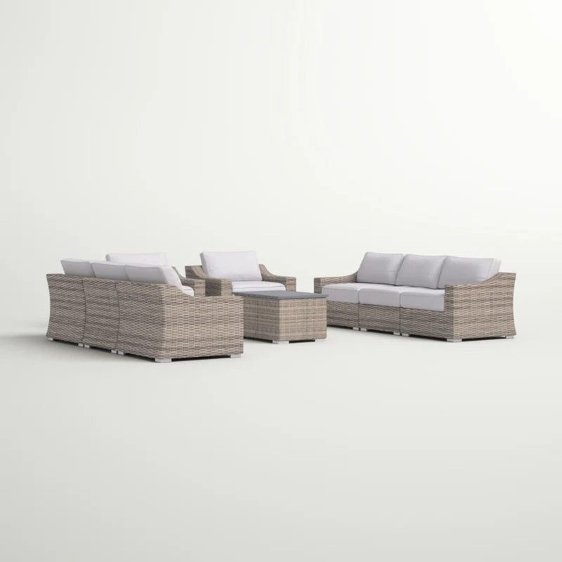 Outdoor Wicker Conversation Set With Cushions, All Weather