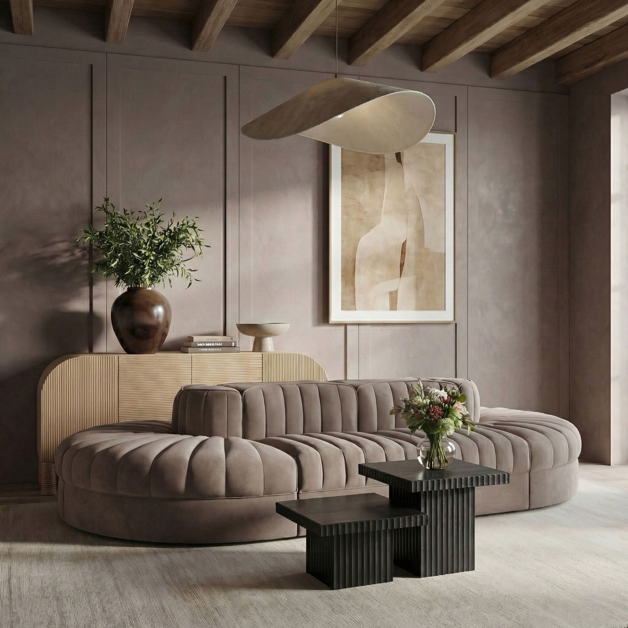 Rummi - Oval Velvet Performance Fabric Upholstered 8 Piece Modular Sectional - Urban Living Furniture (Los Angeles, CA)