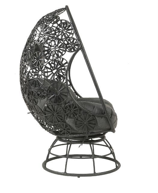 Hikre - Patio Lounge Chair - Clear Glass, Charcaol Fabric & Black Wicker - Urban Living Furniture (Los Angeles, CA)