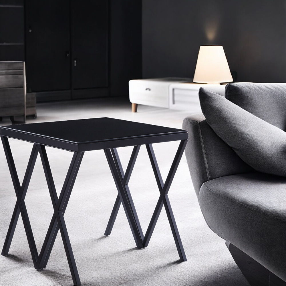 Magenta - End Table - Glass Top & Black - Urban Living Furniture (Los Angeles, CA)