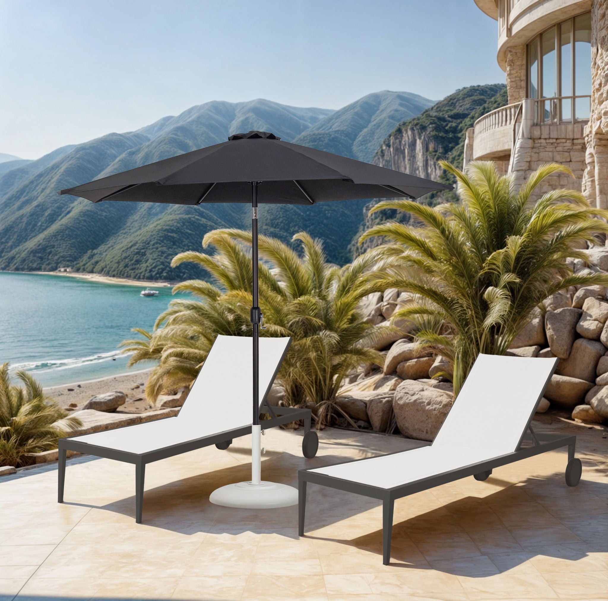 Fiji - Aluminum Patio Umbrella With Round White And Black Base - Urban Living Furniture (Los Angeles, CA)