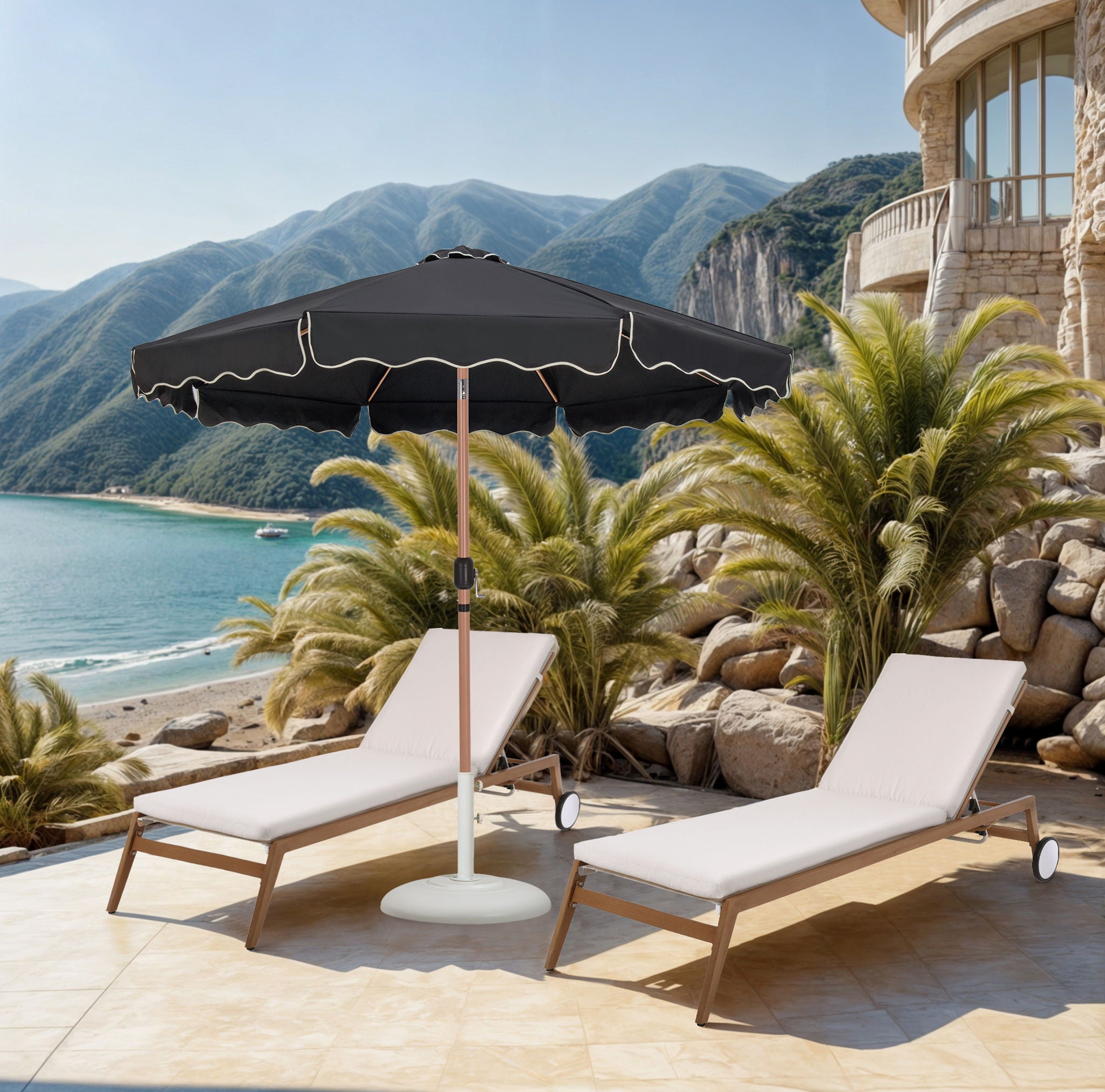 Amalfi - Patio Umbrella - Light Brown Base / Light Brown Pole - Urban Living Furniture (Los Angeles, CA)