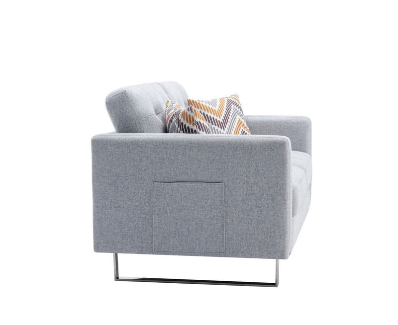 Victoria - Linen Fabric Loveseat With Metal Legs, Side Pockets, And Pillows - Urban Living Furniture (Los Angeles, CA)