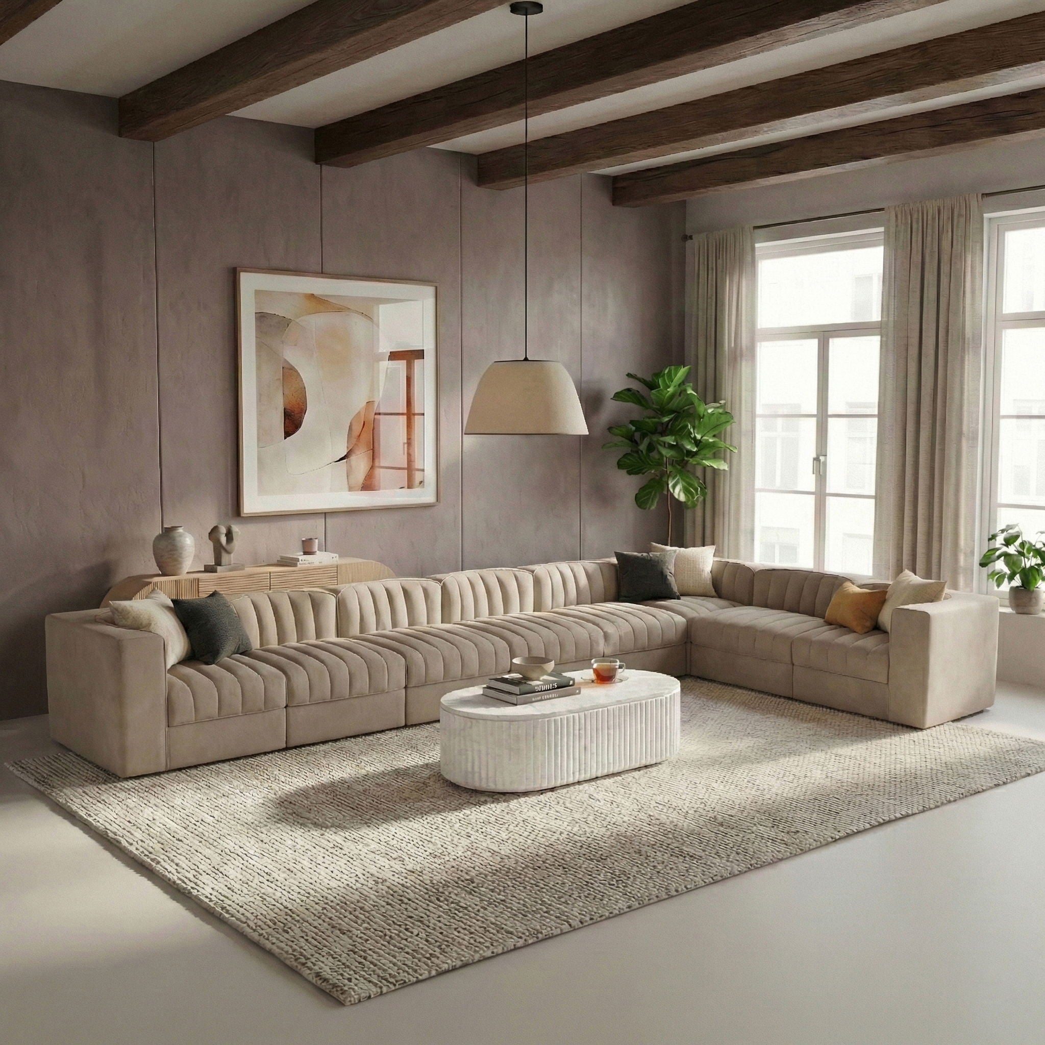 Rummi - Velvet Performance Fabric Upholstered 8 Piece Modular Sectional (With 3 Corner Chairs) - Urban Living Furniture (Los Angeles, CA)