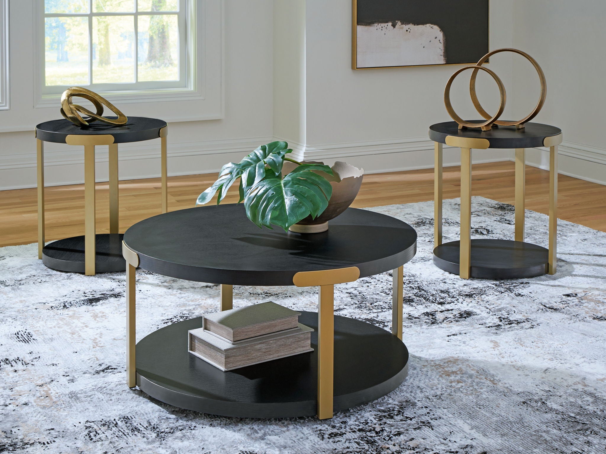 Shylore - Black / Brass Finish - Occasional Table Set (Set of 3) - Urban Living Furniture (Los Angeles, CA)