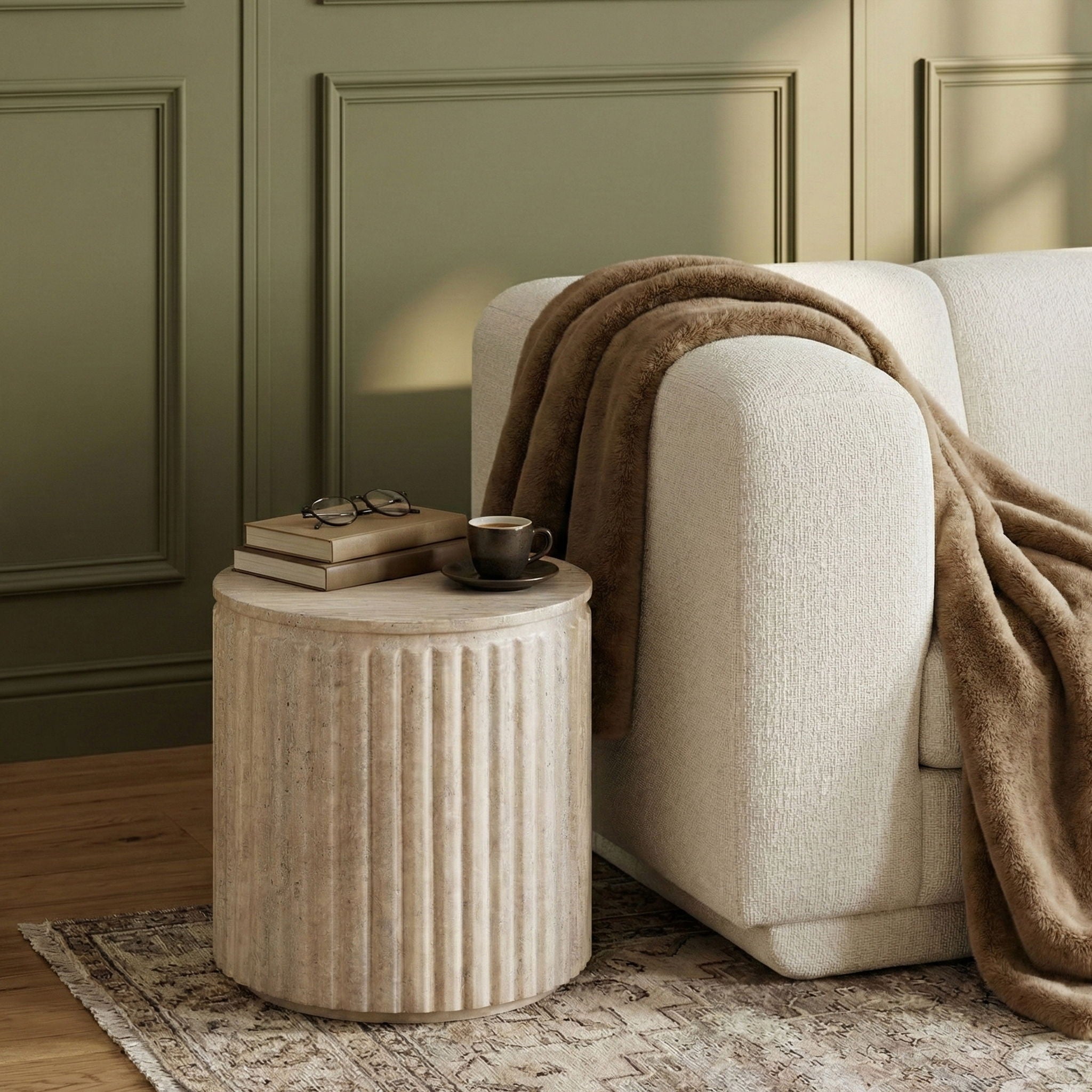 Catania - Concrete Indoor/Outdoor End Table - Travertine - Urban Living Furniture (Los Angeles, CA)