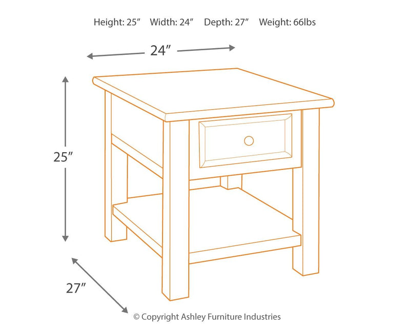 Tyler Creek - Grayish Brown / Black - Rectangular End Table