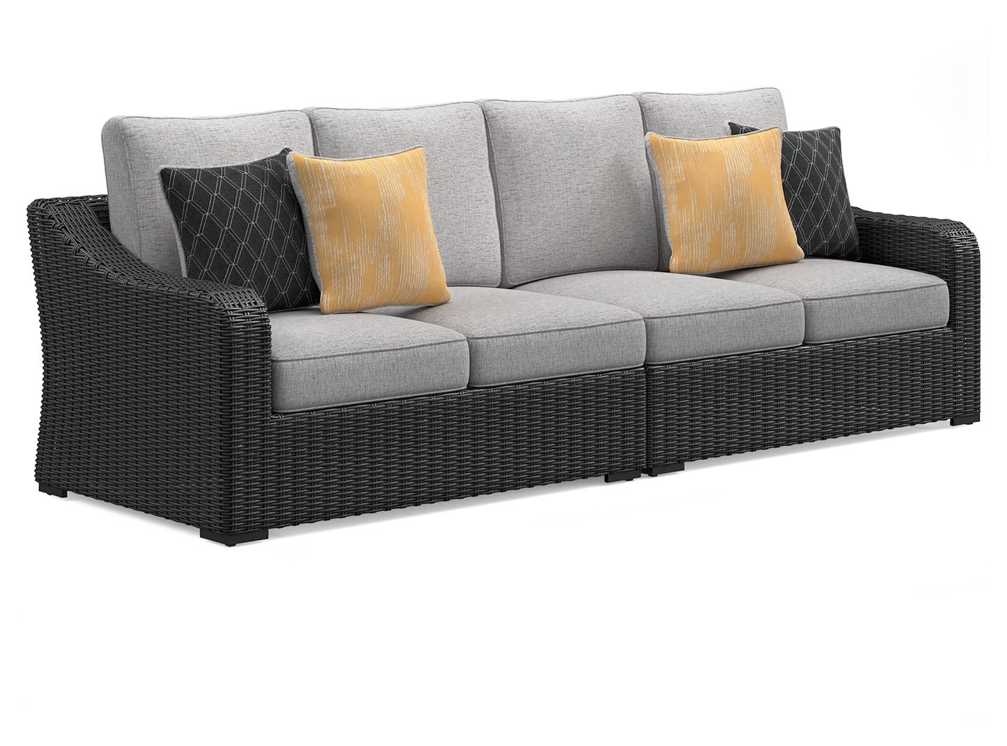 Beachcroft - Black / Light Gray - 2-Piece Outdoor Loveseat with Cushion - Urban Living Furniture (Los Angeles, CA)
