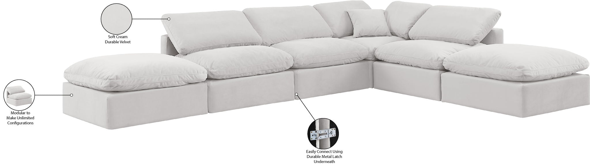 Indulge - Velvet 6 Piece Modular Armless Sectional - Urban Living Furniture (Los Angeles, CA)