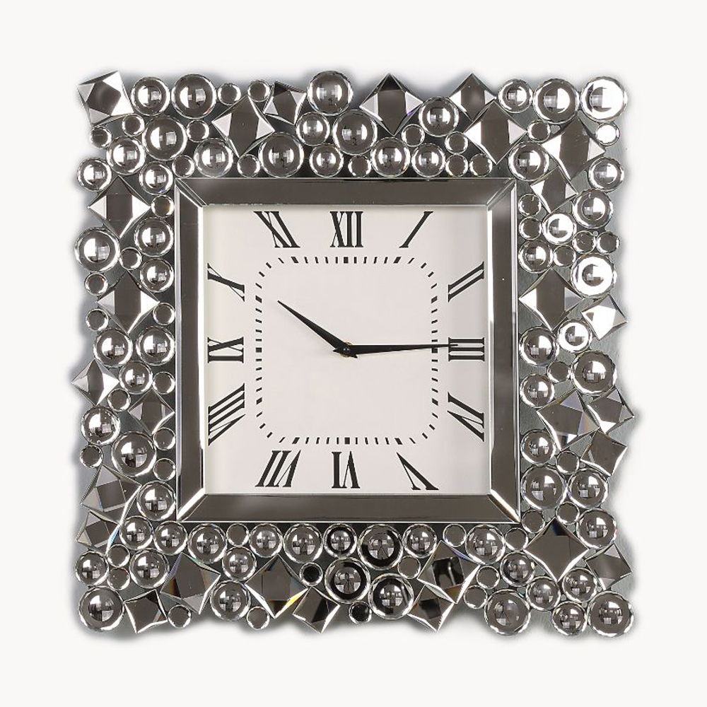 Kachina - 19" Wall Clock - Mirrored & Faux Gems - Urban Living Furniture (Los Angeles, CA)