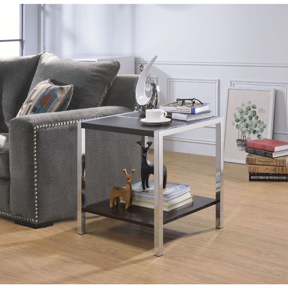 Jethro - End Table - Espresso & Chrome - Urban Living Furniture (Los Angeles, CA)