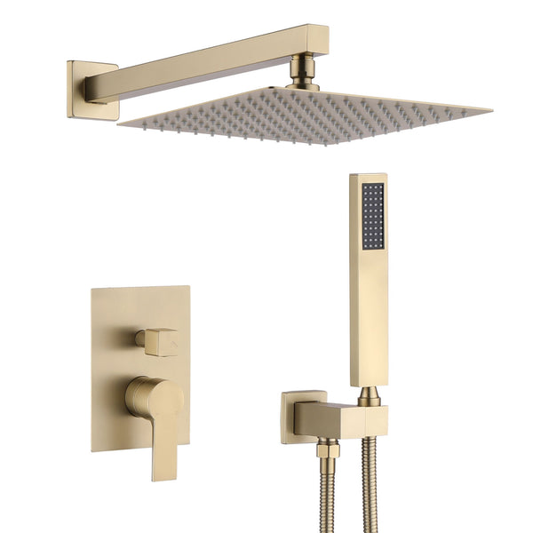 Luxury Bathroom Ceiling Mount Rain Mixer Shower System With Brushed Finish