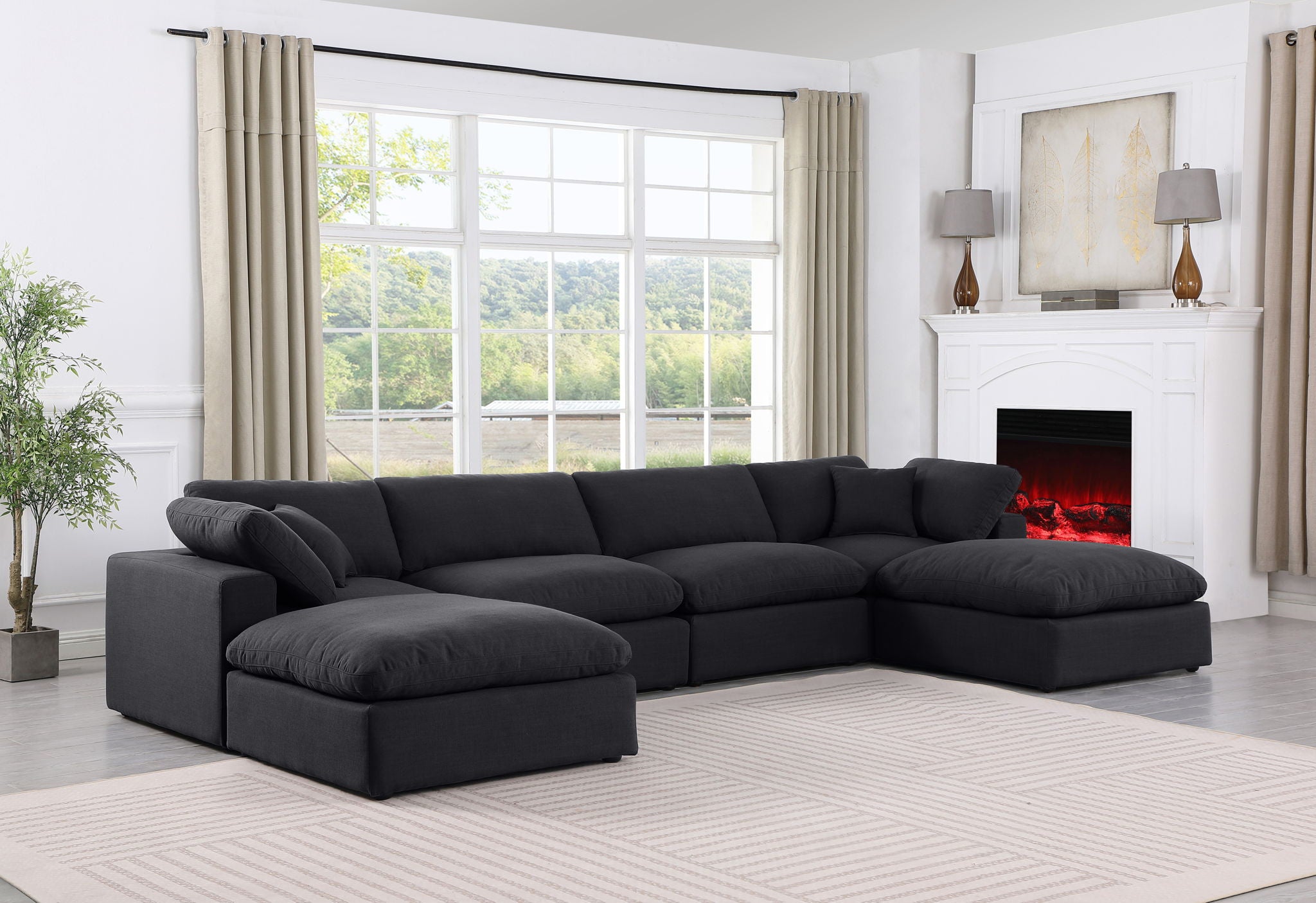 Comfy - 6 Piece Linen Modular Double Chaise Sectional - Urban Living Furniture (Los Angeles, CA)