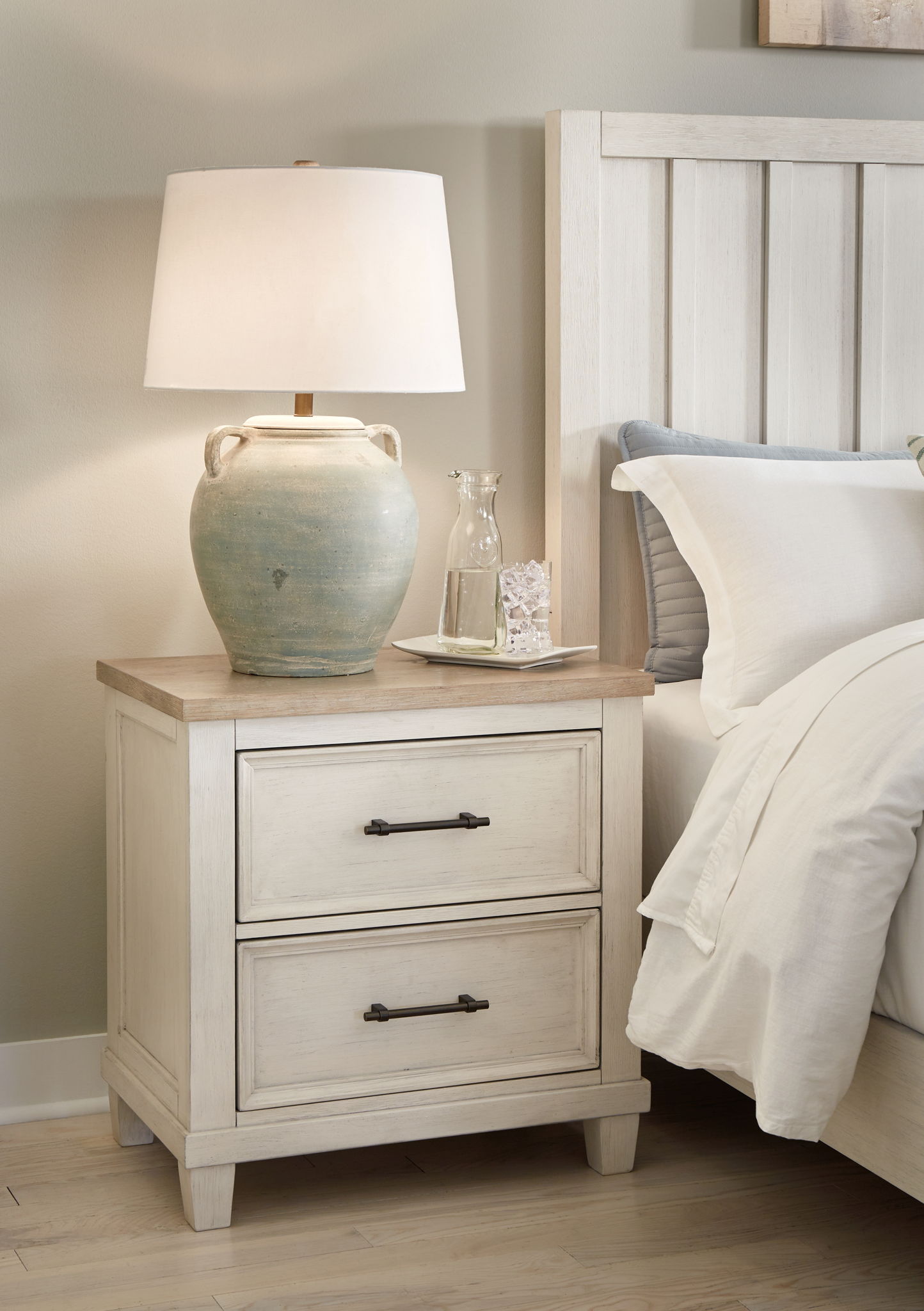 Shaybrock - Antique White / Brown - Two Drawer Night Stand - Urban Living Furniture (Los Angeles, CA)