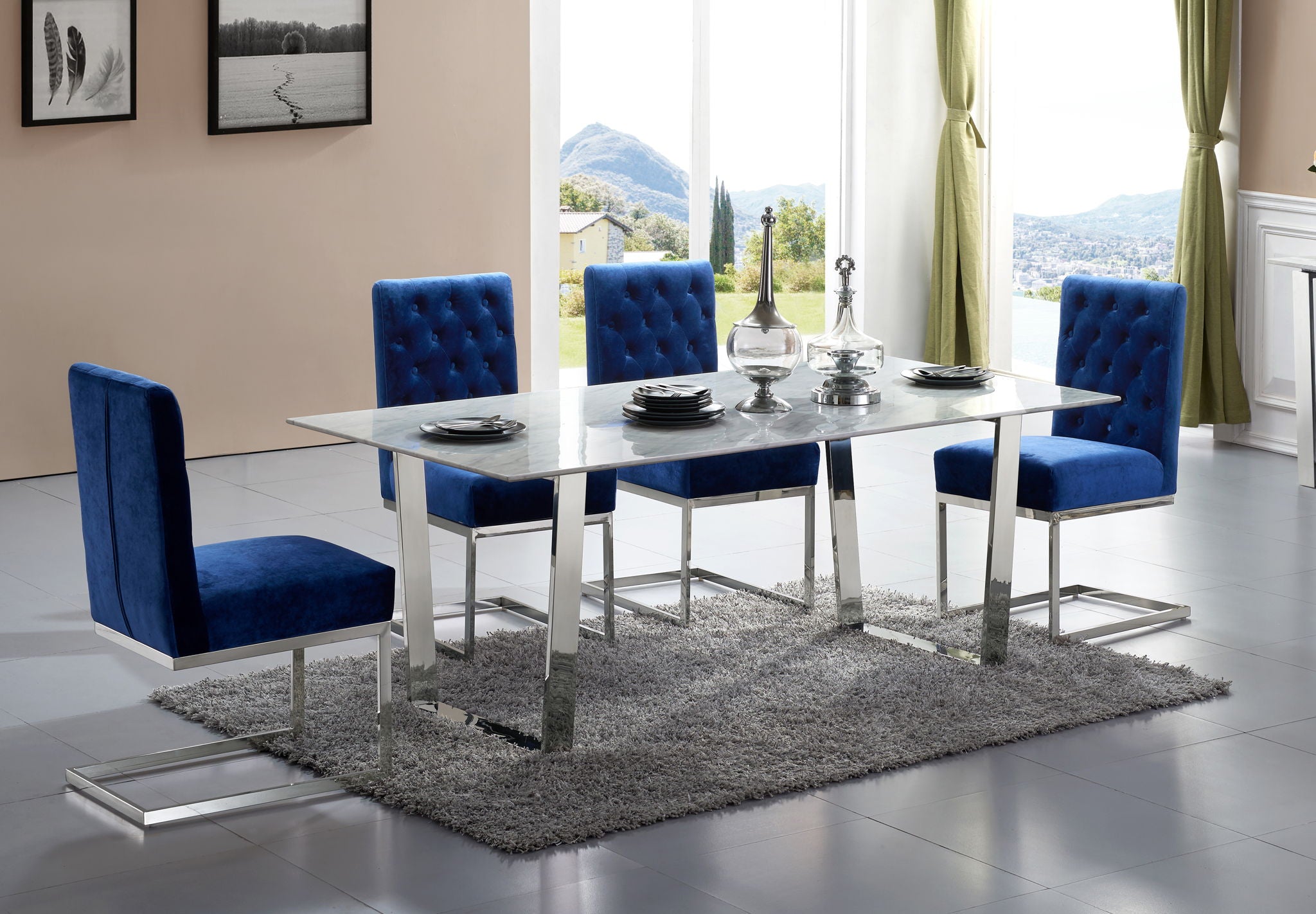Carlton - Dining Table - Pearl Silver - Steel - Urban Living Furniture (Los Angeles, CA)