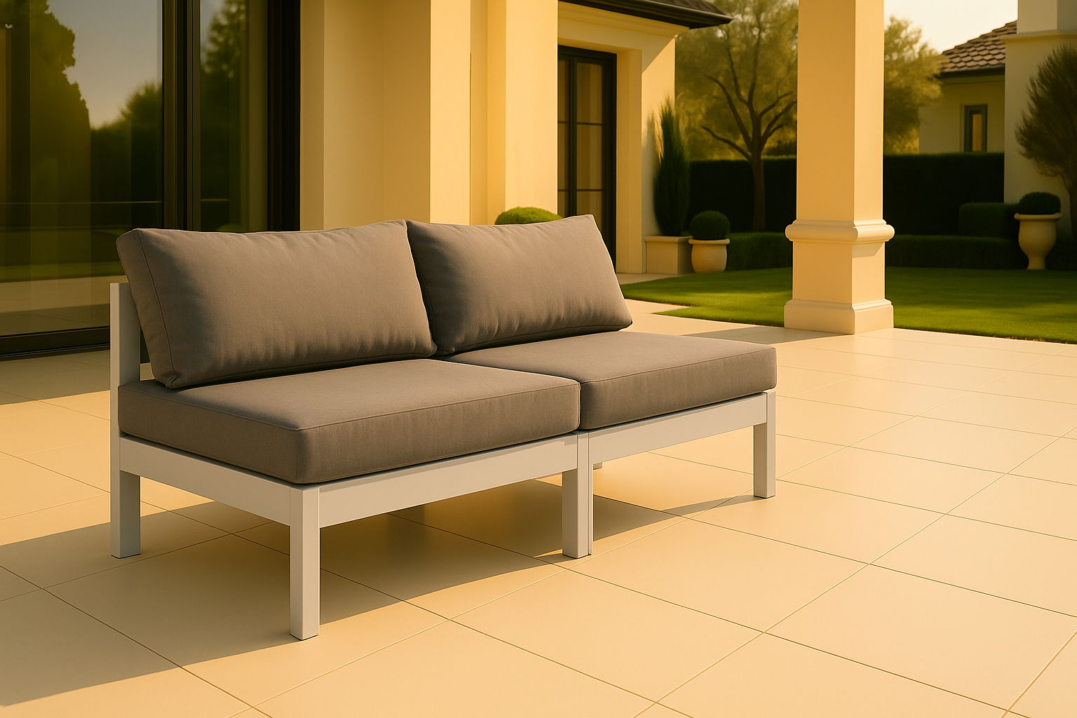 Nizuc - Outdoor Patio 2 Seat Armless Modular Sofa With White Frame - Urban Living Furniture (Los Angeles, CA)