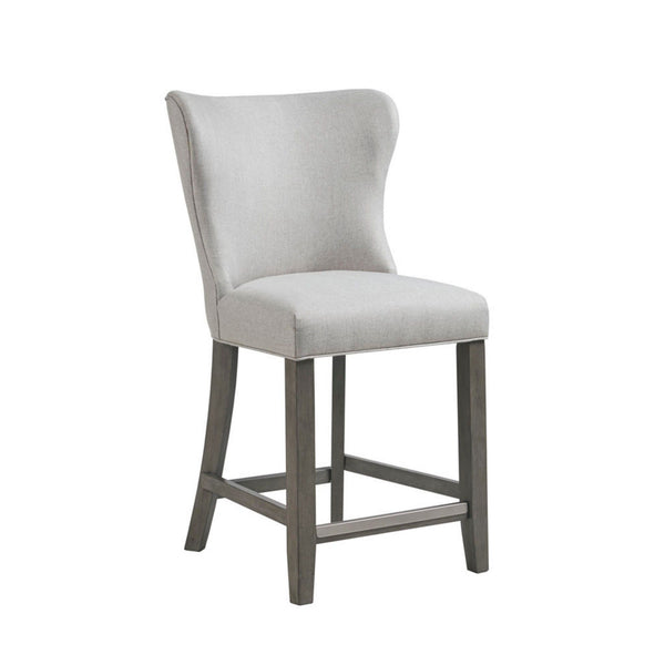 Upholstered Counter Stool Fabric Solid Wood Frame - Cream