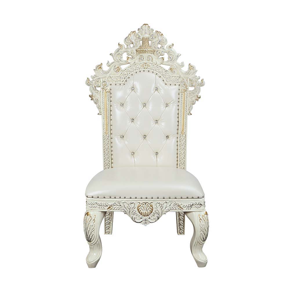 Adara - Side Chair (Set of 2) - White PU & Antique White Finish - Urban Living Furniture (Los Angeles, CA)