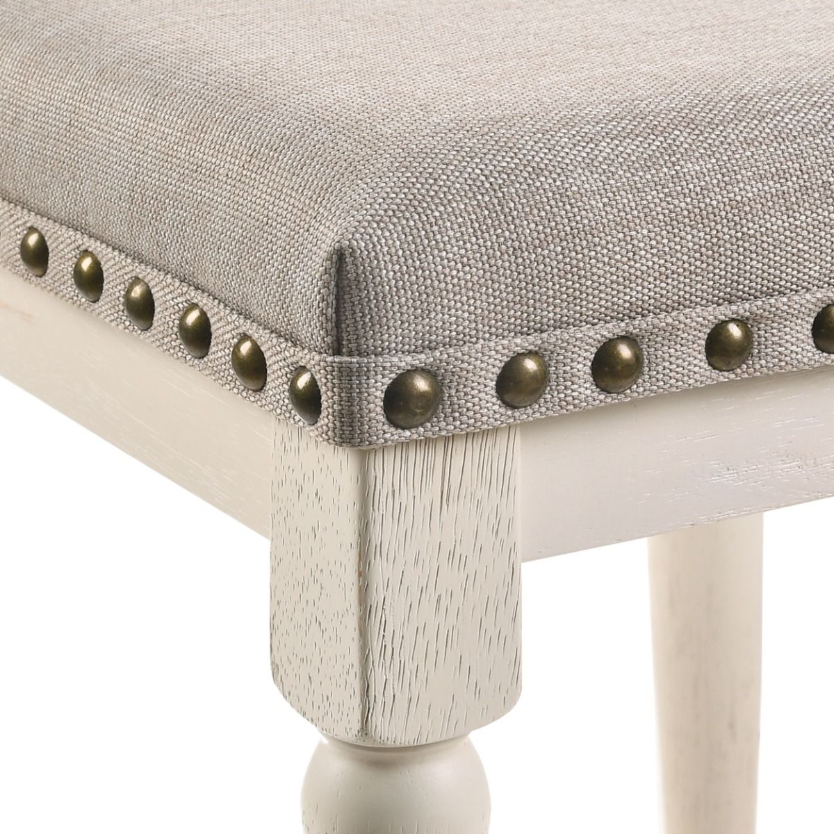 Tasnim - Counter Height Stool (Set of 2) - Tan Fabric & Antique White - Urban Living Furniture (Los Angeles, CA)