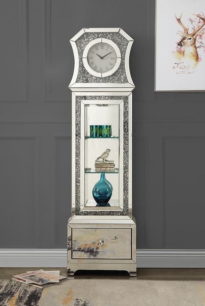 Noralie - Standing Grandfather Clock With LED - Mirrored & Faux Diamonds - Urban Living Furniture (Los Angeles, CA)
