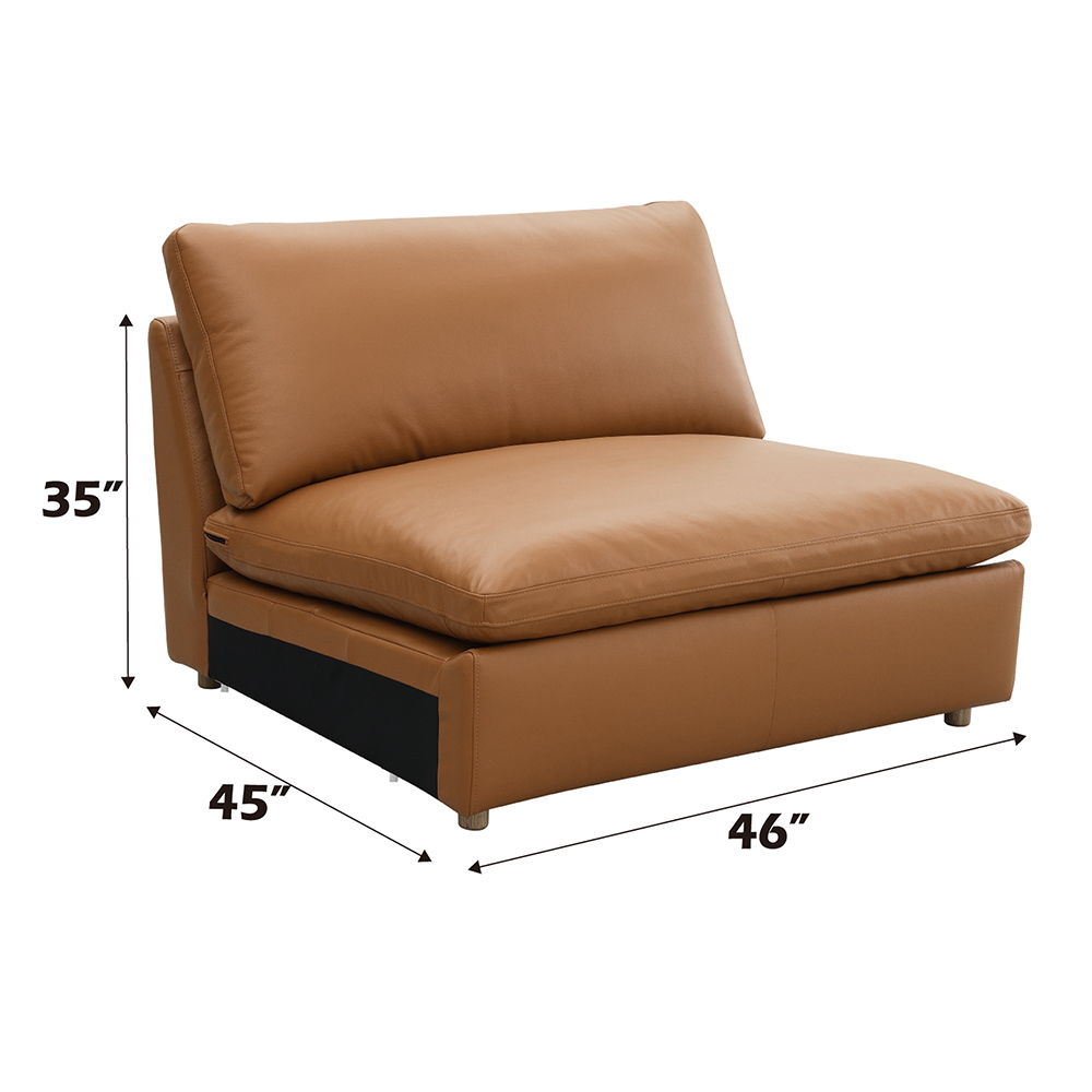 Brighton - Modular Armless Chair - Brown Top Grain Leather - Urban Living Furniture (Los Angeles, CA)