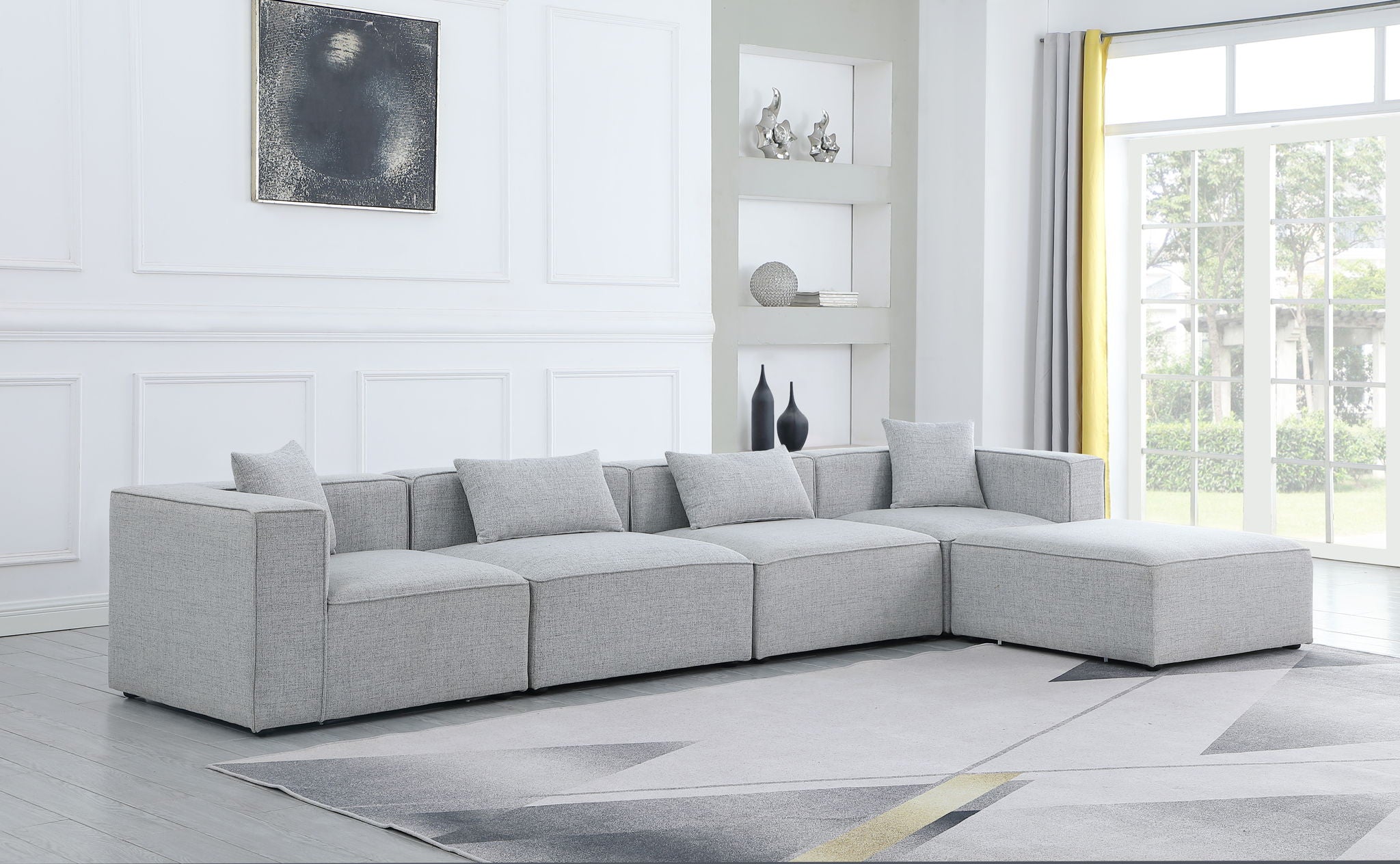 Cube - Linen 5 Piece Modular Sectional With Chaise - Urban Living Furniture (Los Angeles, CA)