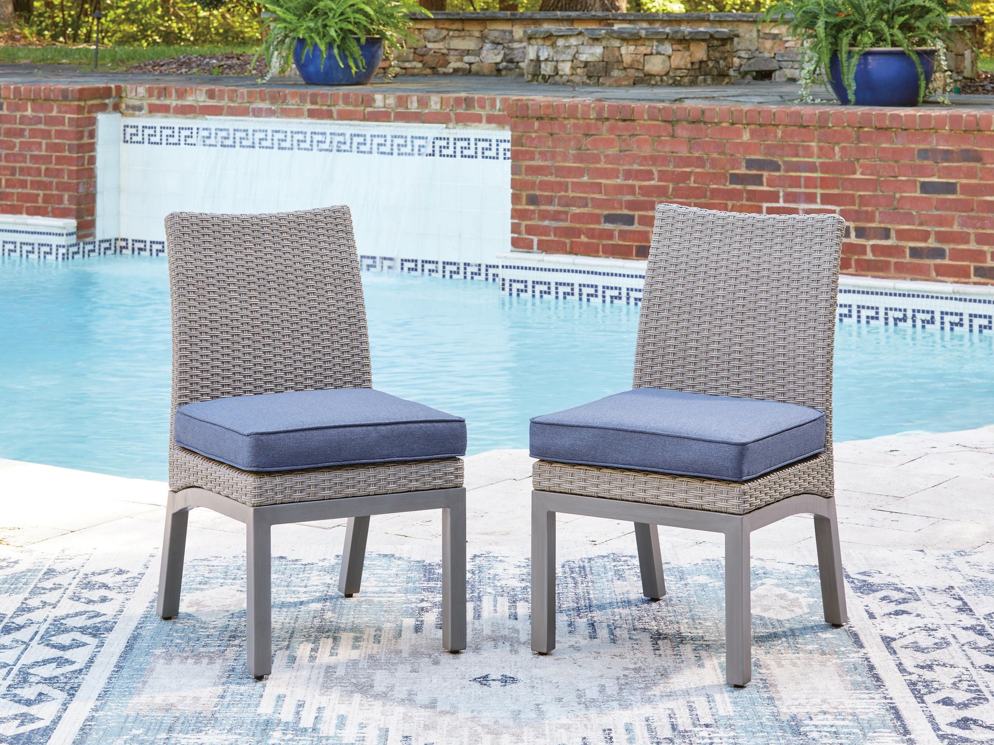 Half Moon Beach - Side Chair With Cushion (Set of 2) - Blue / Gray - Urban Living Furniture (Los Angeles, CA)