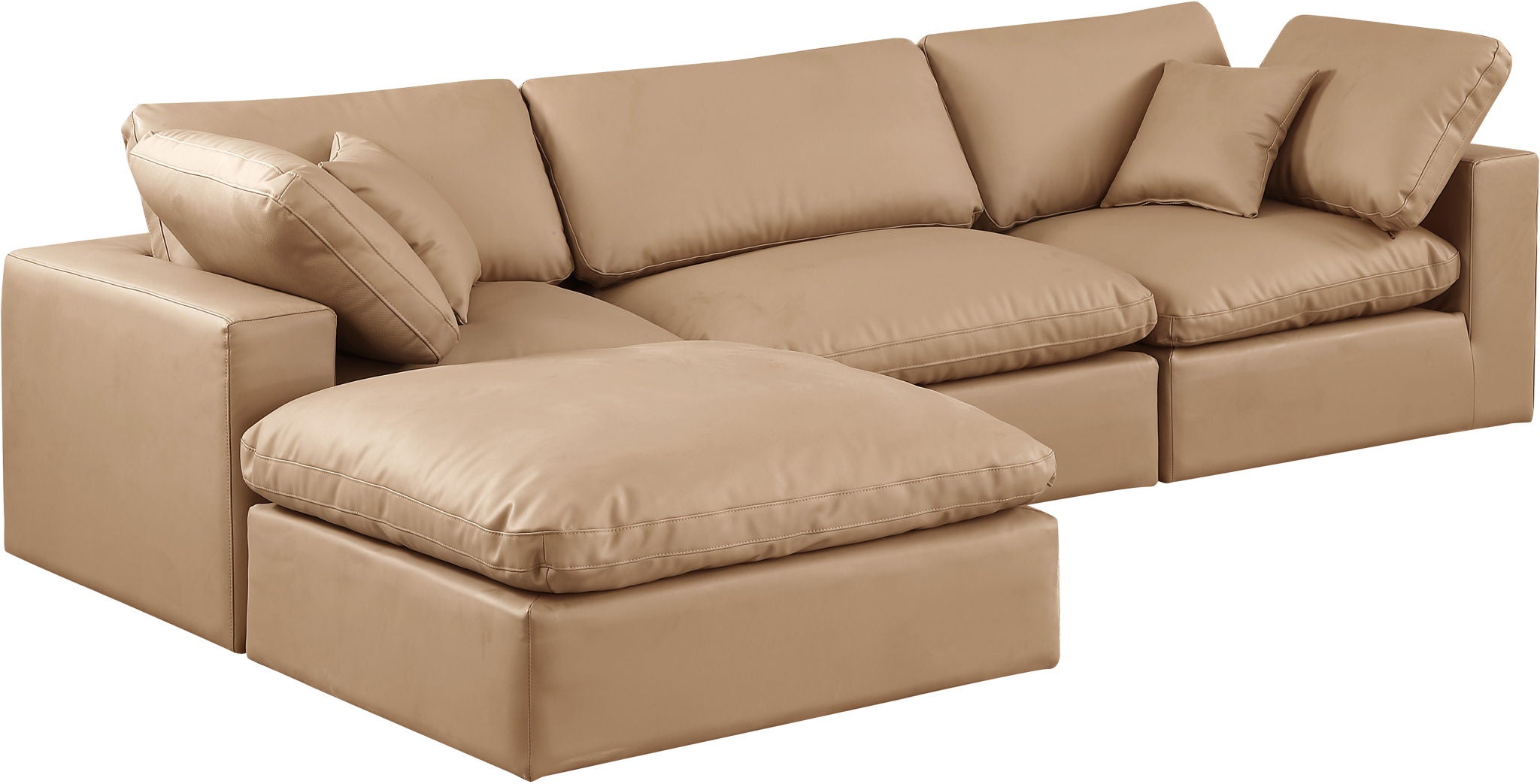 Comfy - 4 Piece Faux Leather Modular Sectional With Chaise - Tan - Urban Living Furniture (Los Angeles, CA)