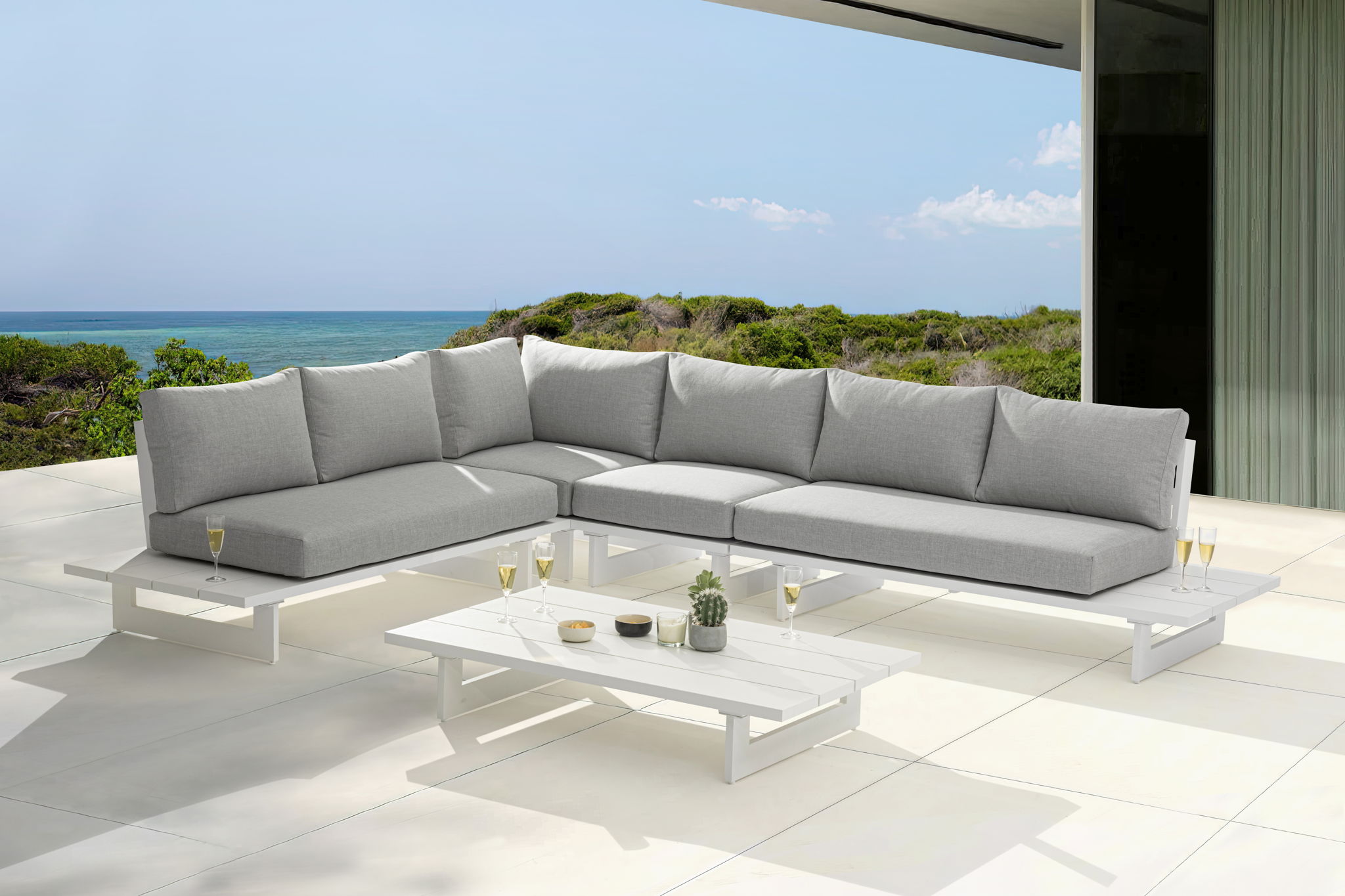 Maldives - 4 Piece Water Resistant Outdoor Patio Modular Sectional With White Base - Urban Living Furniture (Los Angeles, CA)