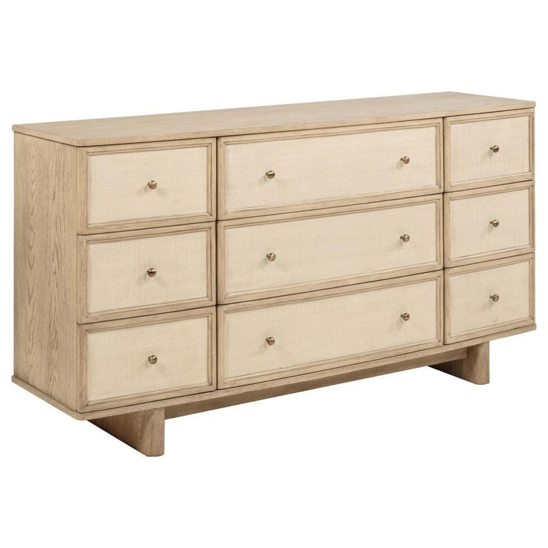 Kailani - 9-Drawer Dresser Cabinet - Beige Oak