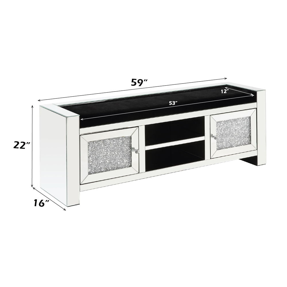 Noralie - 59" Bench With Storage - Mirrored & Faux Diamonds - Urban Living Furniture (Los Angeles, CA)