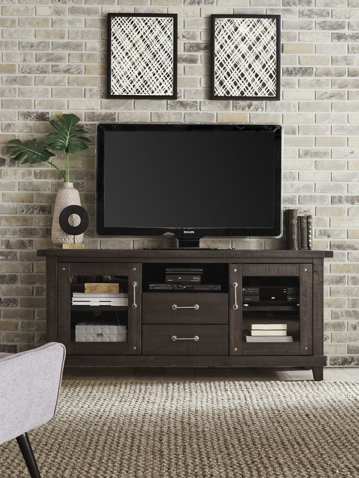 Yosemite - Solid Wood Two Drawer Media Console - Cafe