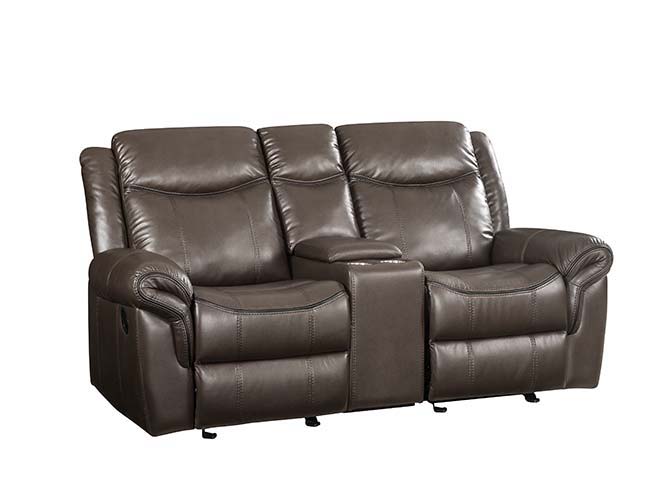 Lydia - Motion Loveseat With USB & Console - Brown Leather Aire - Urban Living Furniture (Los Angeles, CA)