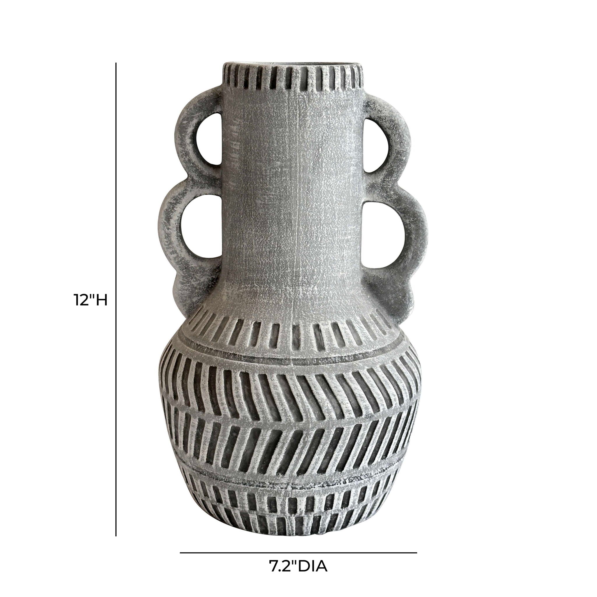 Earthenware - Aztec Handled Flower Vase - Slate - Urban Living Furniture (Los Angeles, CA)