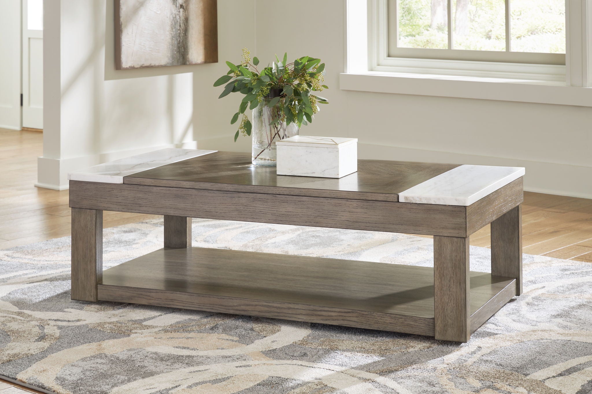 Loyaska - Grayish Brown / White - Lift Top Cocktail Table - Urban Living Furniture (Los Angeles, CA)