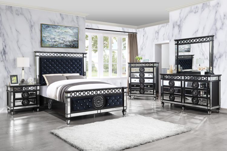 Varian II - Dresser - Black Velvet & Black & Sliver Finish - Urban Living Furniture (Los Angeles, CA)