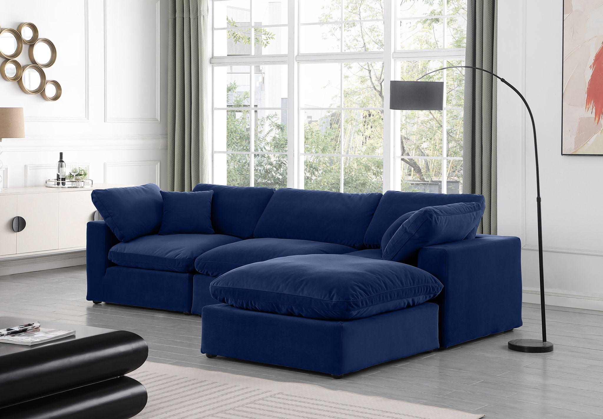 Comfy - 4 Piece Velvet Modular Sectional With Chaise - Urban Living Furniture (Los Angeles, CA)
