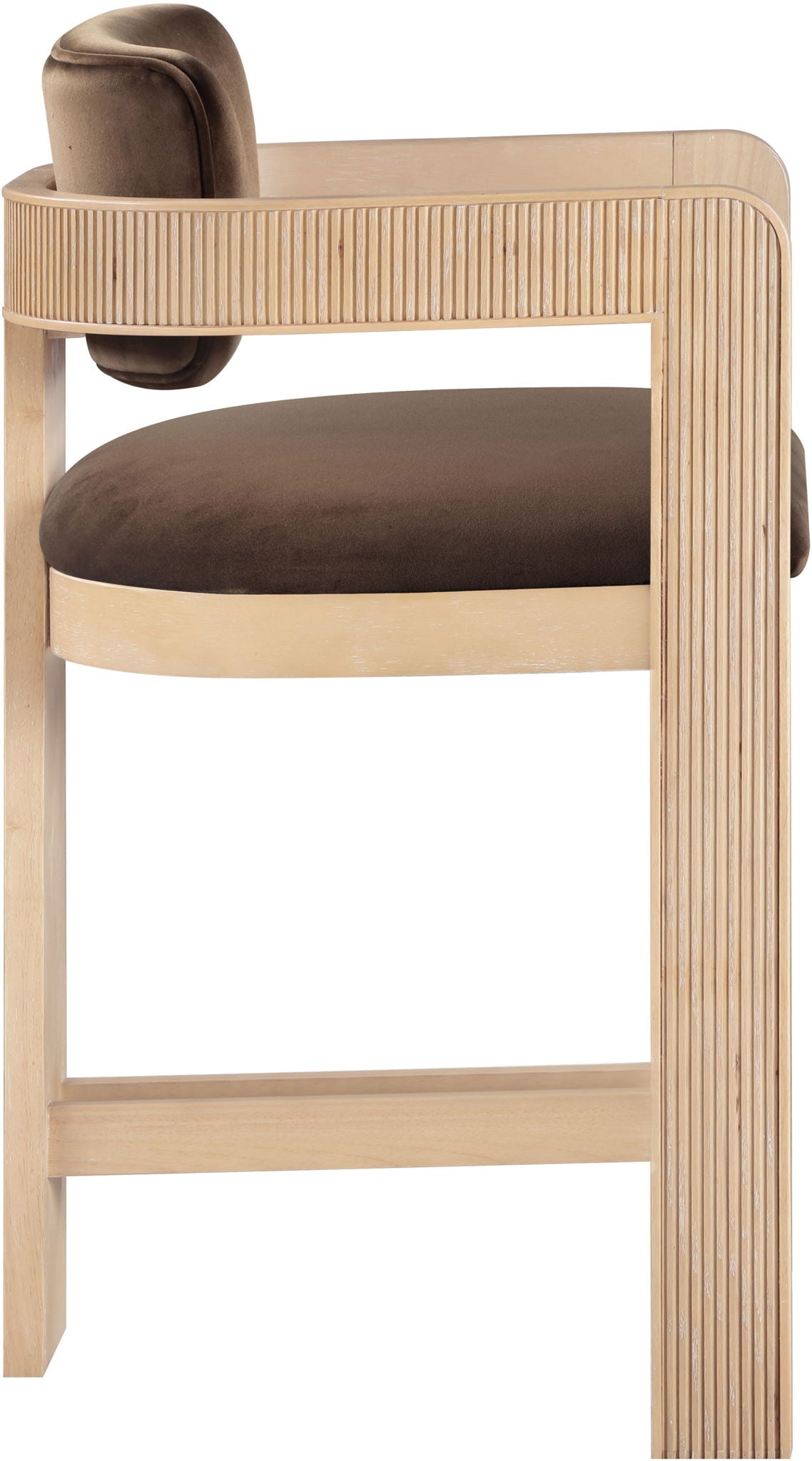 Sacha - Velvet Stool With Natural Base - Urban Living Furniture (Los Angeles, CA)