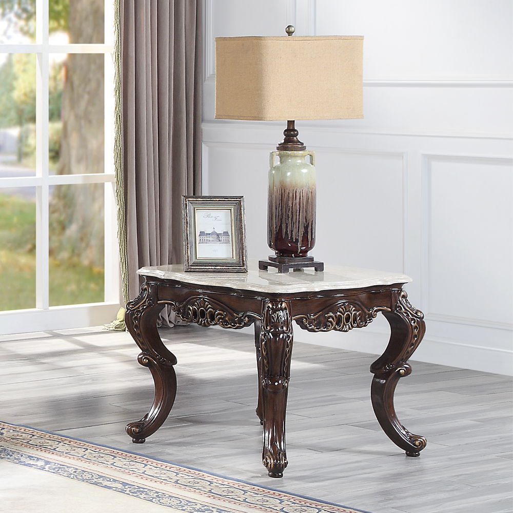 Benbek - End Table - Marble & Antique Oak - Urban Living Furniture (Los Angeles, CA)