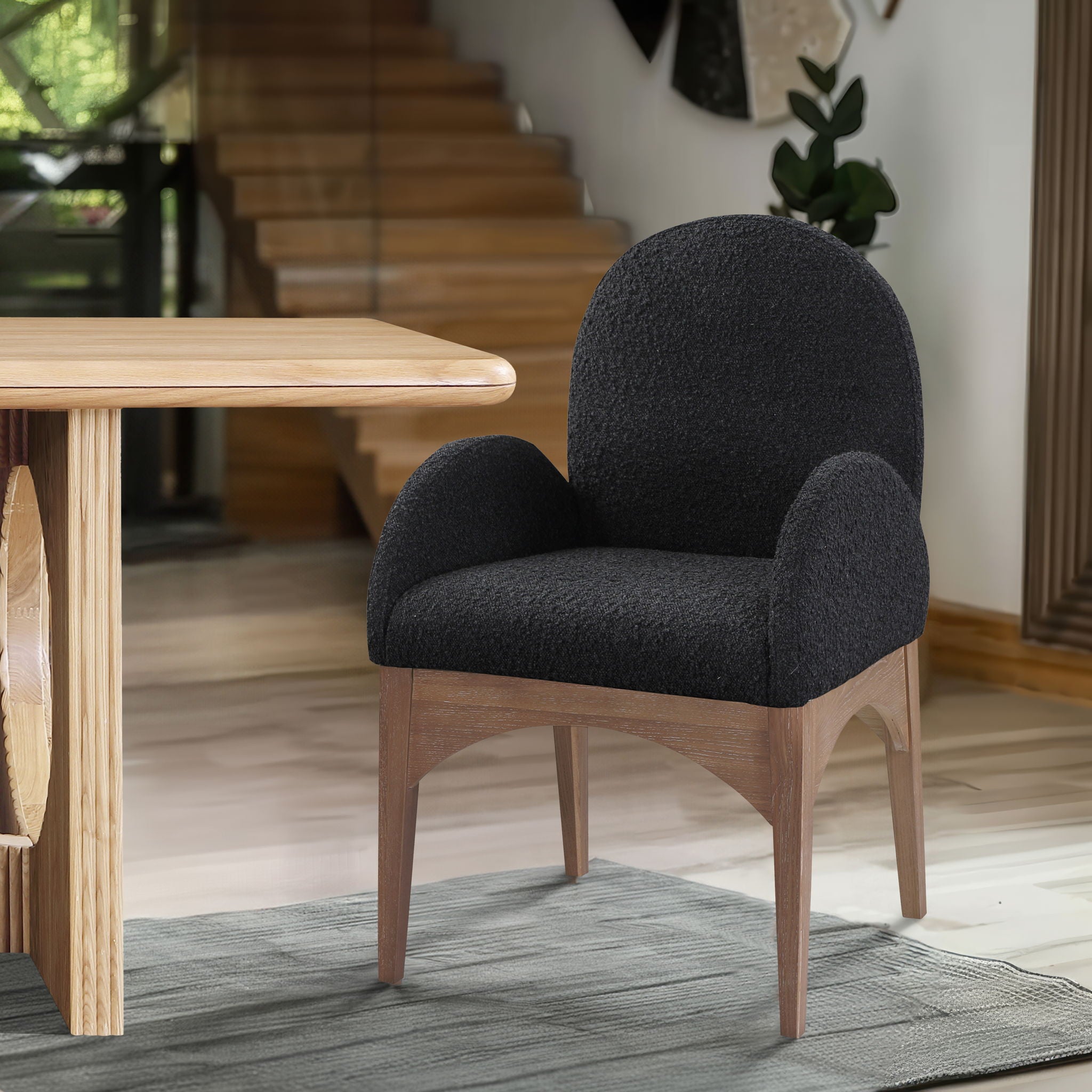Waldorf - Boucle Dining Arm Chair With Natural Legs - Urban Living Furniture (Los Angeles, CA)