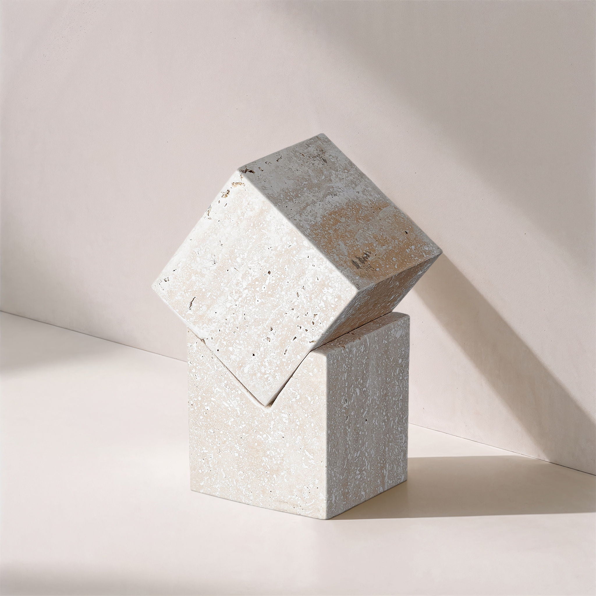 Quad - Travertine Decorative Cube - Natural - Urban Living Furniture (Los Angeles, CA)