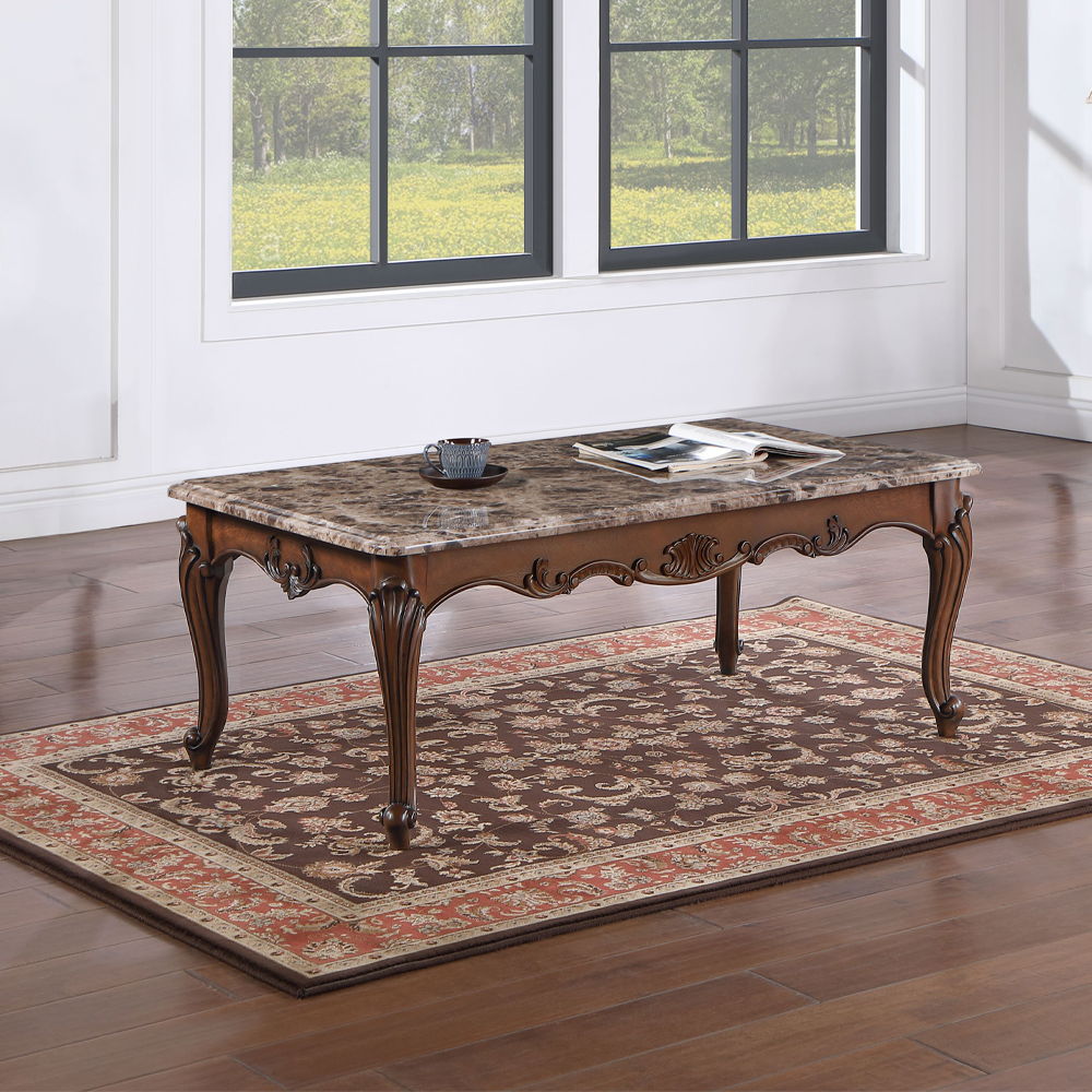 Nayla - Coffee Table - Natural Marble Top & Cherry - Urban Living Furniture (Los Angeles, CA)