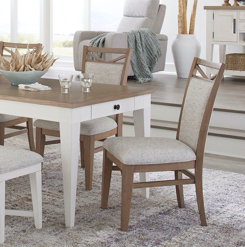 Americana Modern Dining - 48" Round Extendable Dining Table And 4 Upholstered Chairs - Light Brown
