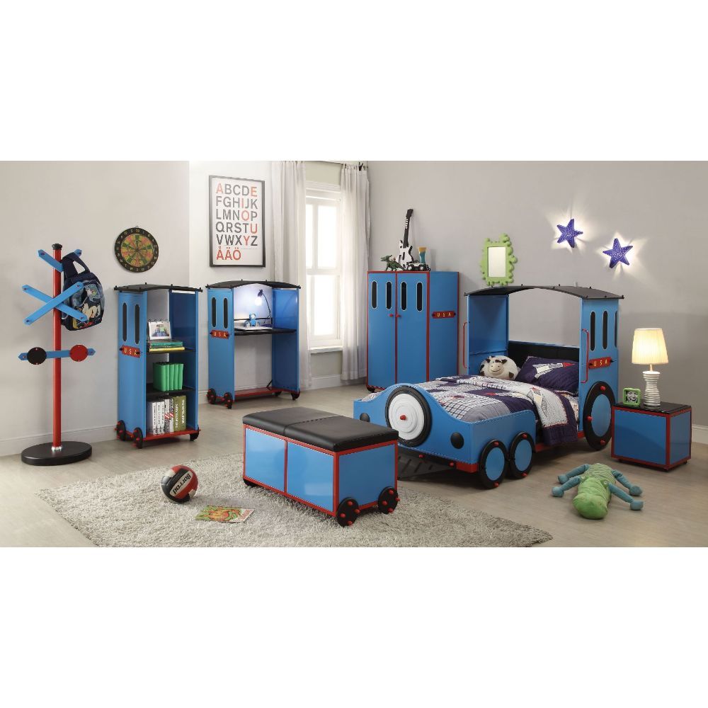 Tobi - Twin Bed - Blue/Red & Black Train - Urban Living Furniture (Los Angeles, CA)