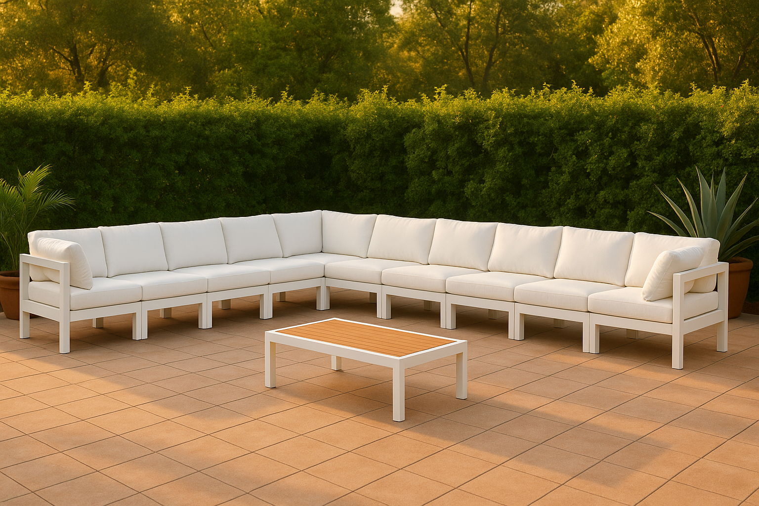Nizuc - Outdoor Patio 10 Piece Modular Sectional With White Frame - Urban Living Furniture (Los Angeles, CA)