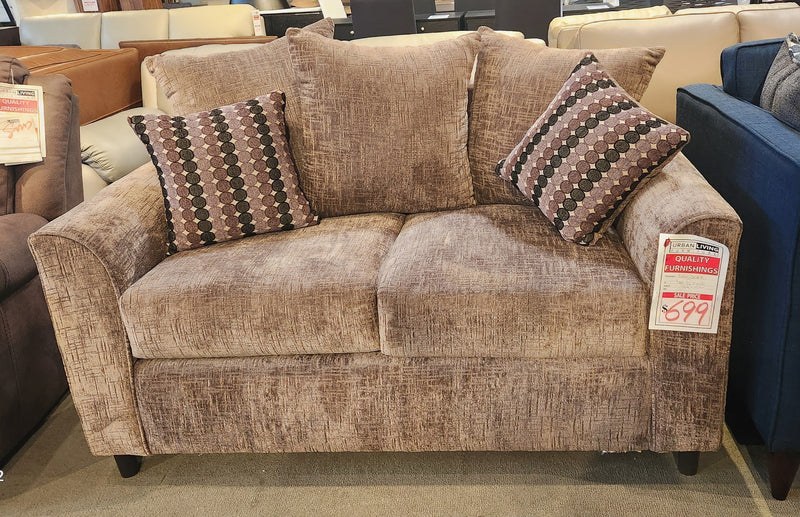 Love Seat in Brown Fabric